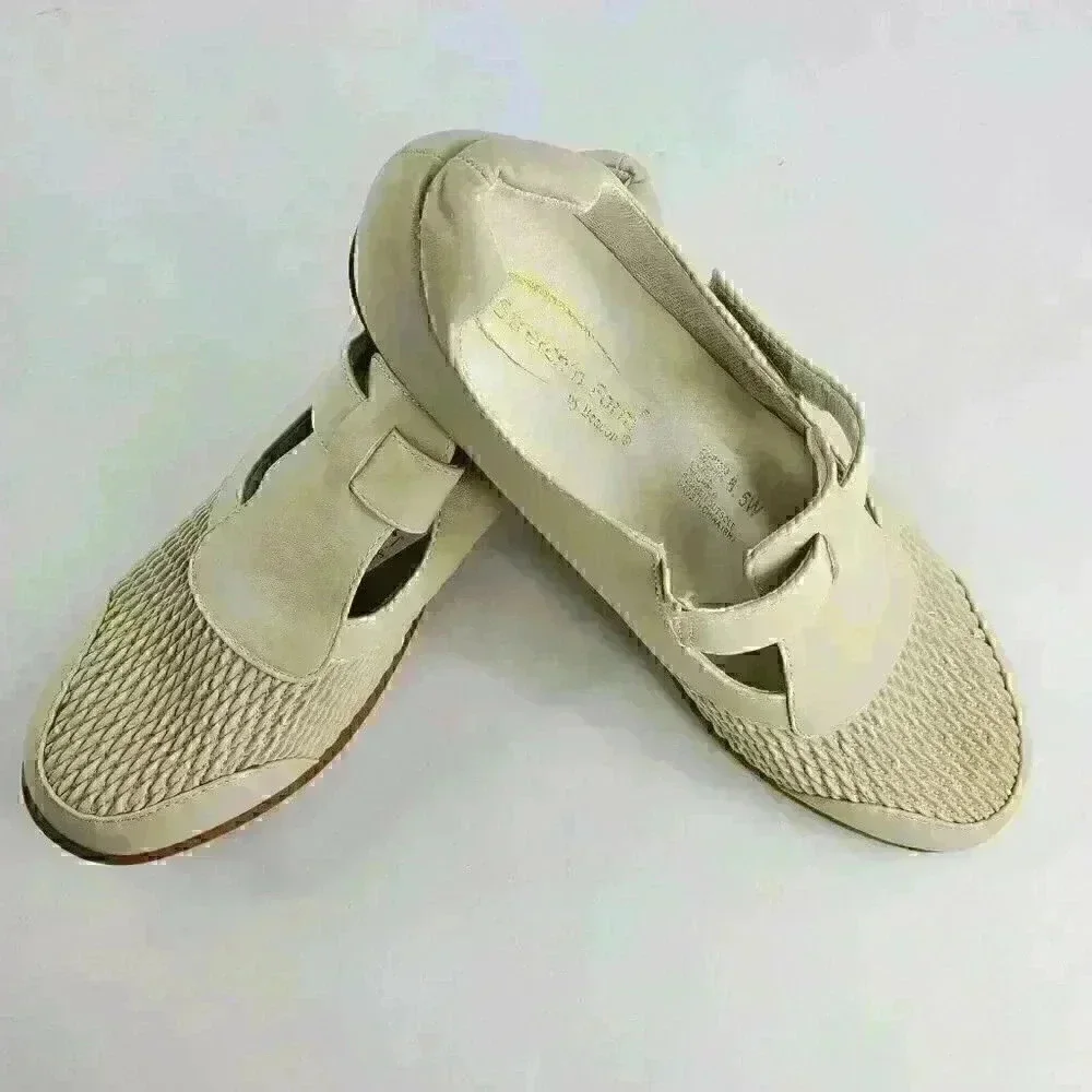 Stretch'n Form by Beacon Adjustable Strap Beige Women Comfort Shoes Size 8.5 New